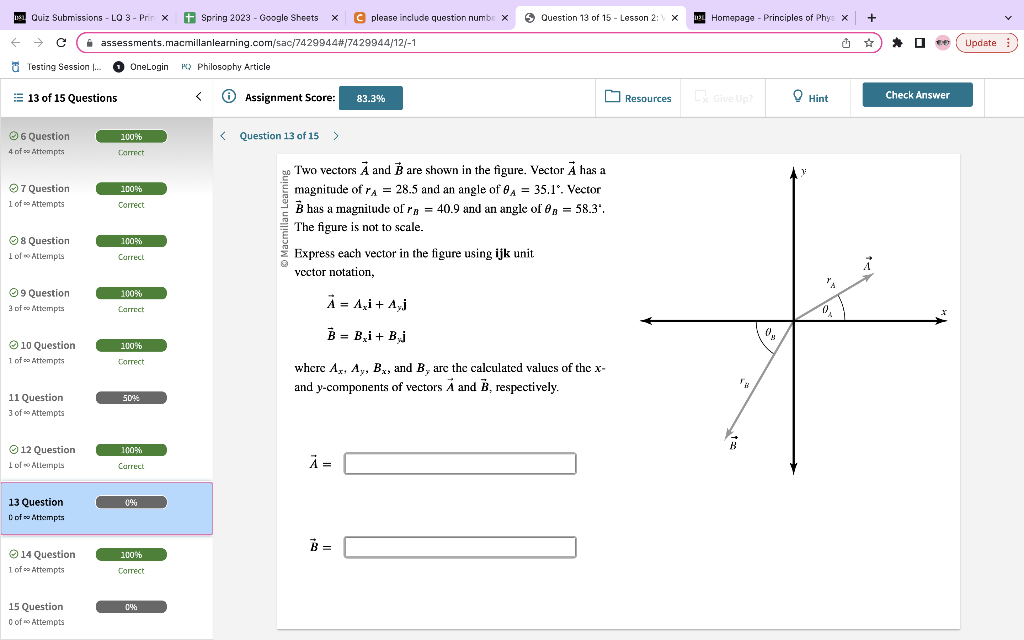 Solved Two Vectors A And B Are Shown In The Figure. Vector A | Chegg.com