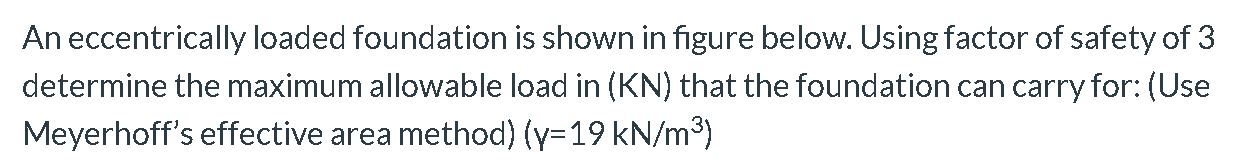 Solved An Eccentrically Loaded Foundation Is Shown In Figure | Chegg.com