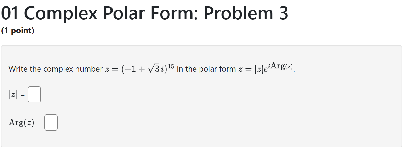 polar form of complex number z 1 i √ 3