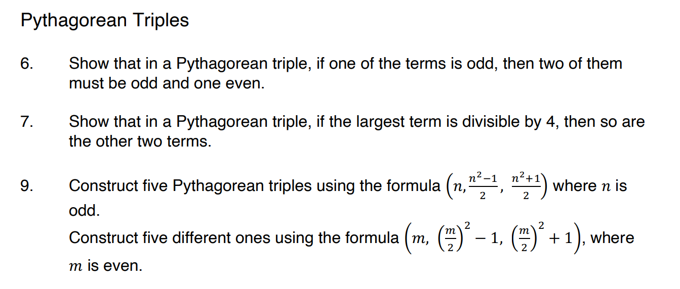 Solved Pythagorean Triples 6. Show that in a Pythagorean | Chegg.com