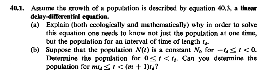 Solved 40.1. Assume the growth of a population is described | Chegg.com