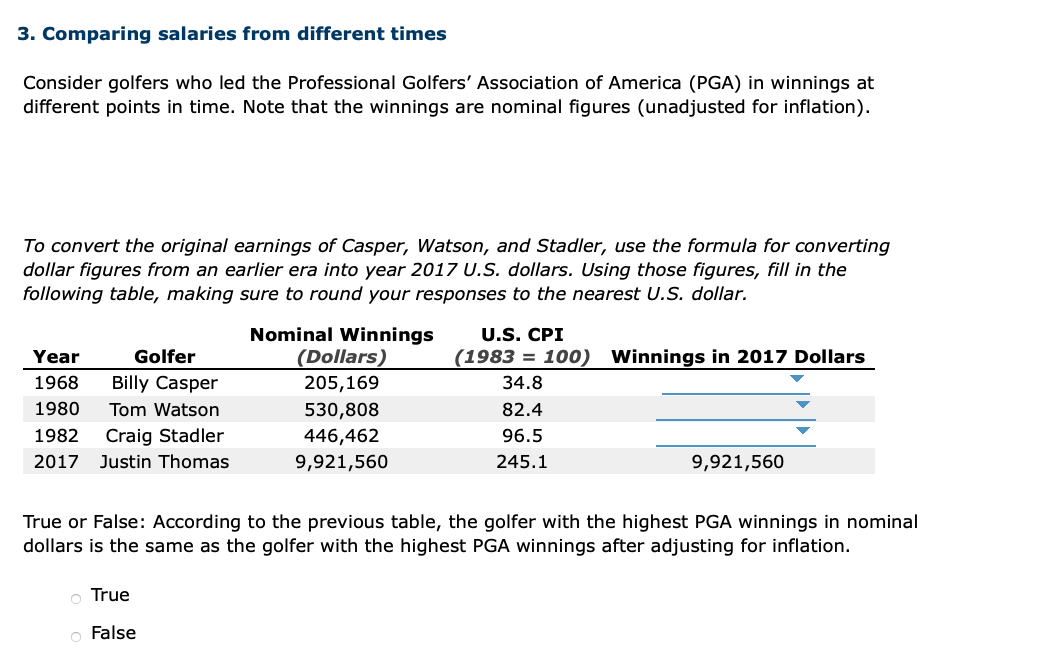 Solved 3. Comparing salaries from different times Consider