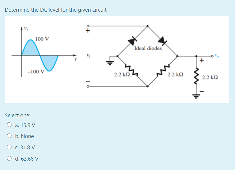 Solved Determine the DC level for the given circuit + 100 V | Chegg.com