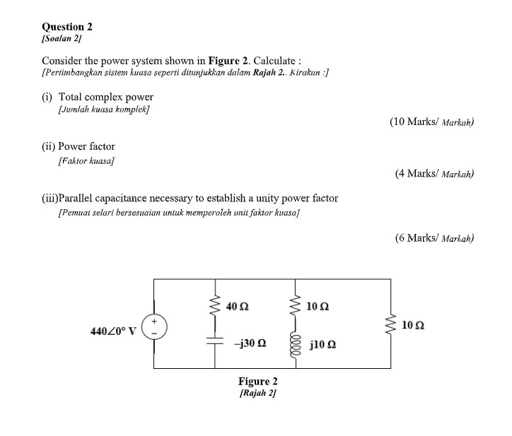 Solved Question 2 [Soalan 27 Consider the power system shown | Chegg.com
