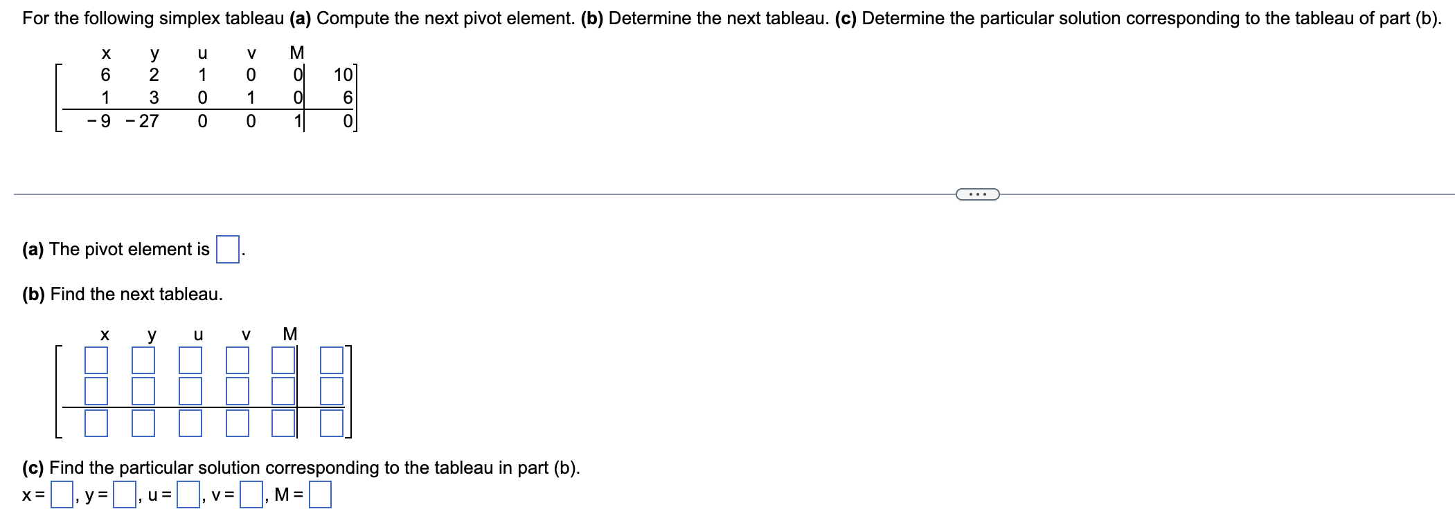 Solved For the following simplex tableau (a) Compute the | Chegg.com