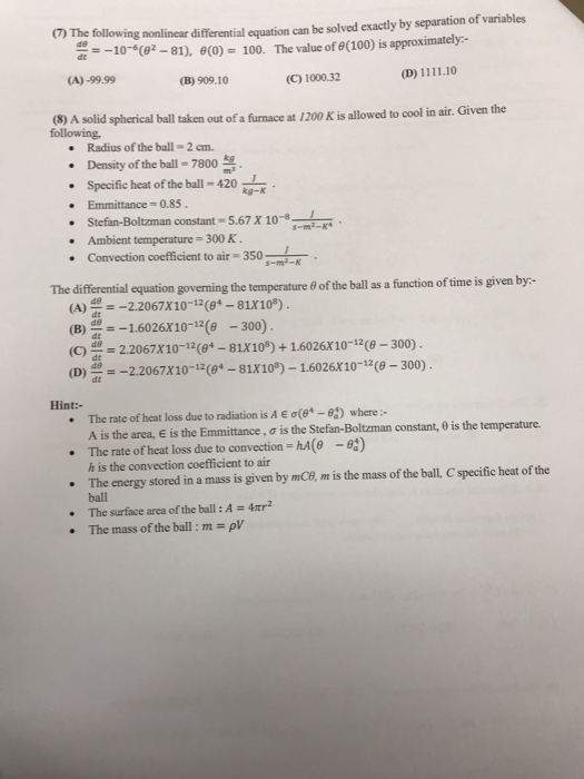 Solved ) The following nonlinear differential equation can | Chegg.com