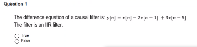 Solved Question 1 The difference equation of a causal filter | Chegg.com