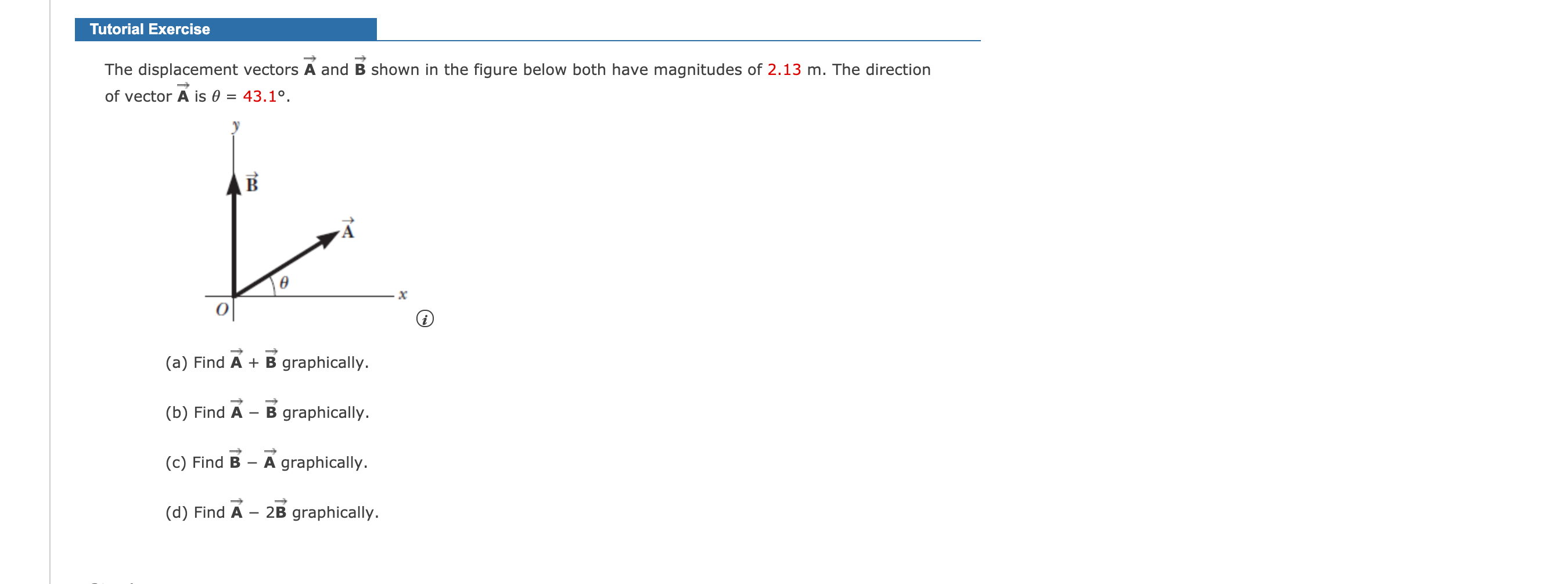 Solved Tutorial Exercise The displacement vectors A and B | Chegg.com