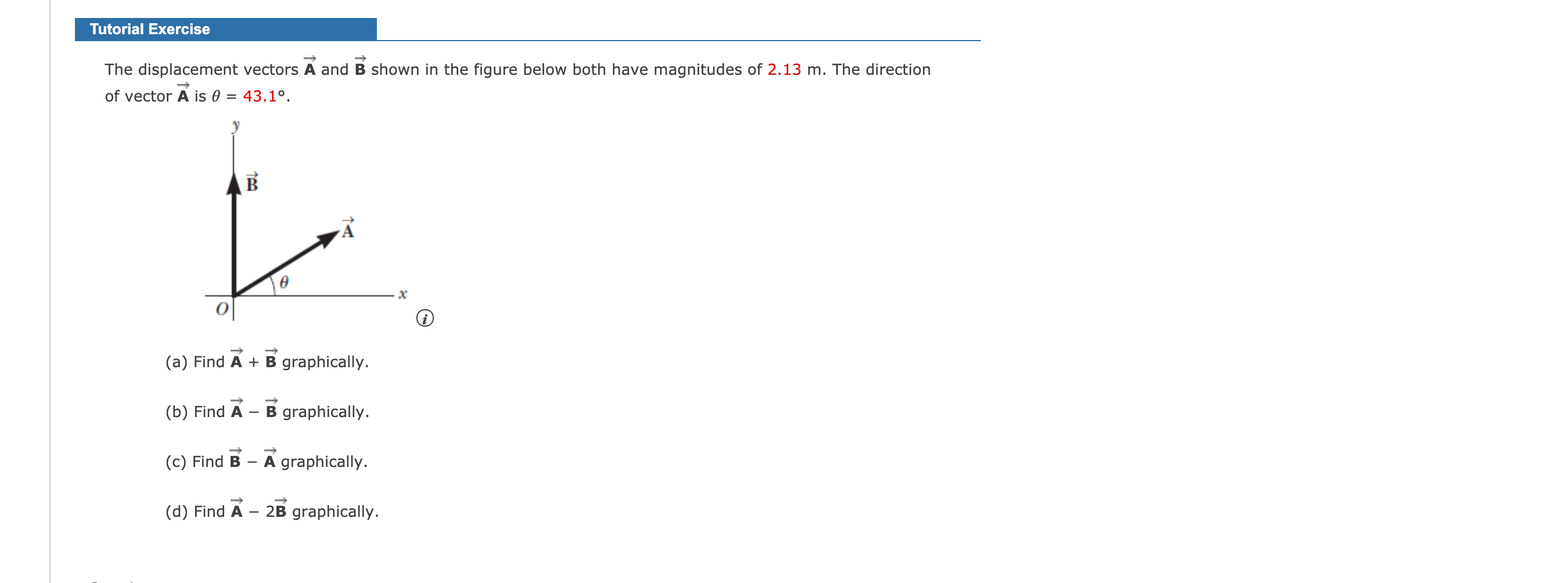 Solved Tutorial Exercise The Displacement Vectors A And B | Chegg.com