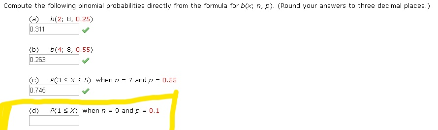 Solved Compute The Following Binomial Probabilities Directly | Chegg.com