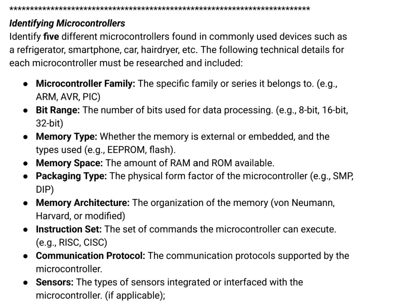 Solved Identifying Microcontrollers Identify five different | Chegg.com