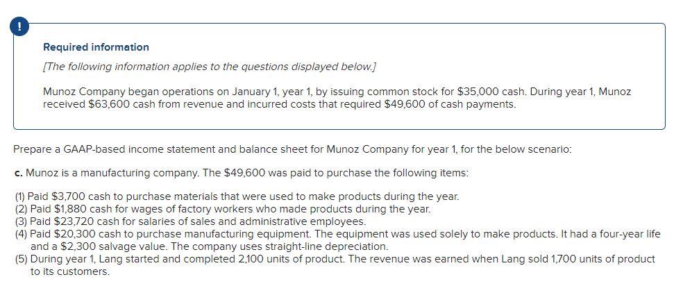 Solved Required information [The following information | Chegg.com