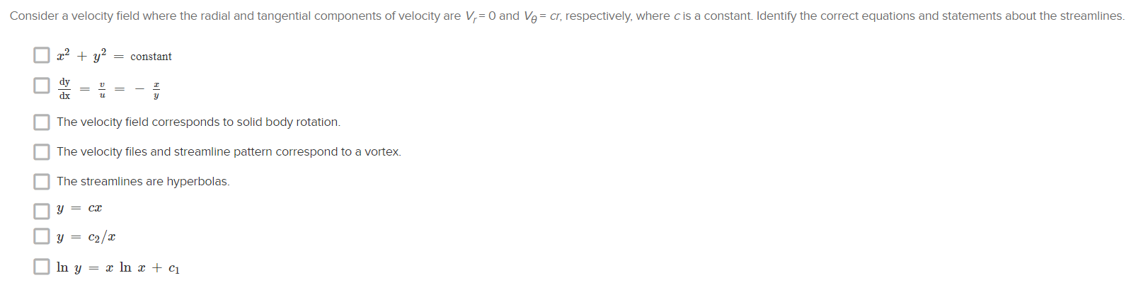 Solved Consider a velocity field where the radial and | Chegg.com