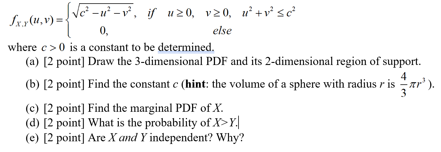 Fx Y U V 0 Vc U V2 If U V Uz V2 S Chegg Com