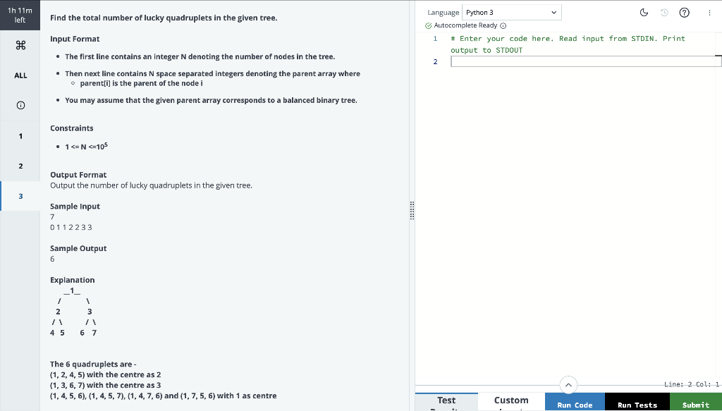 Solved 1h 12m left 3. Counting Quadruplets Language Python 3 | Chegg.com
