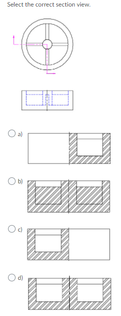 Solved Select The Correct Section View. 1 A) B) O D) | Chegg.com