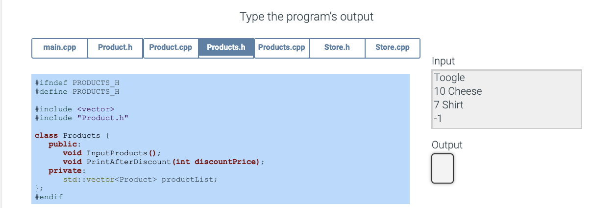 Solved Type the program's output main.cpp Product.h | Chegg.com