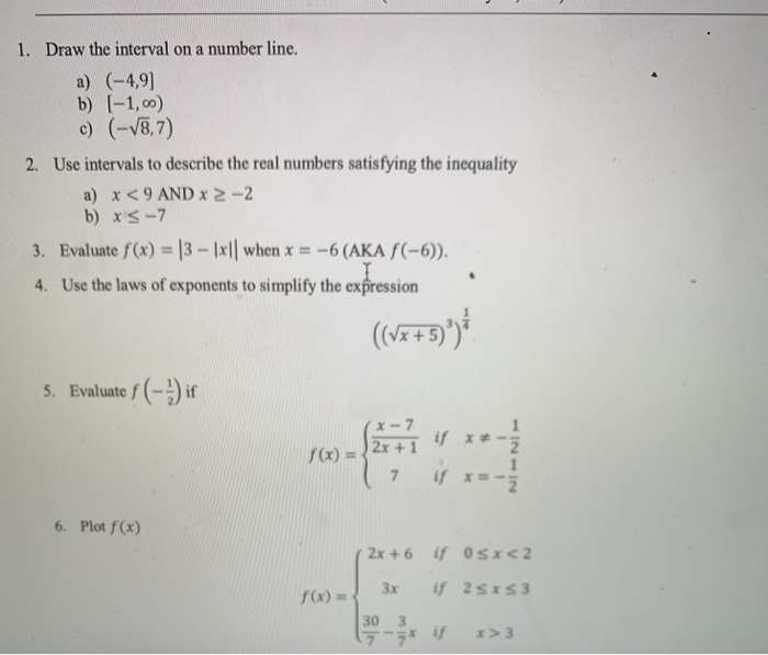 Number Line Interval Questions Solved 1. Draw the interval on a number line. 2. Use | Chegg.com