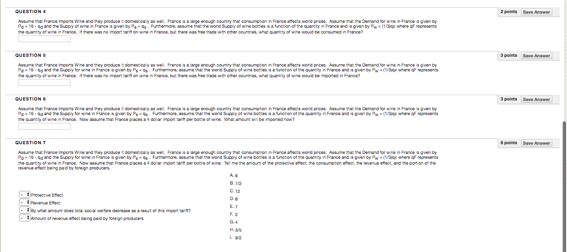 QUESTION 4 2 points Save Answer Assume that France | Chegg.com
