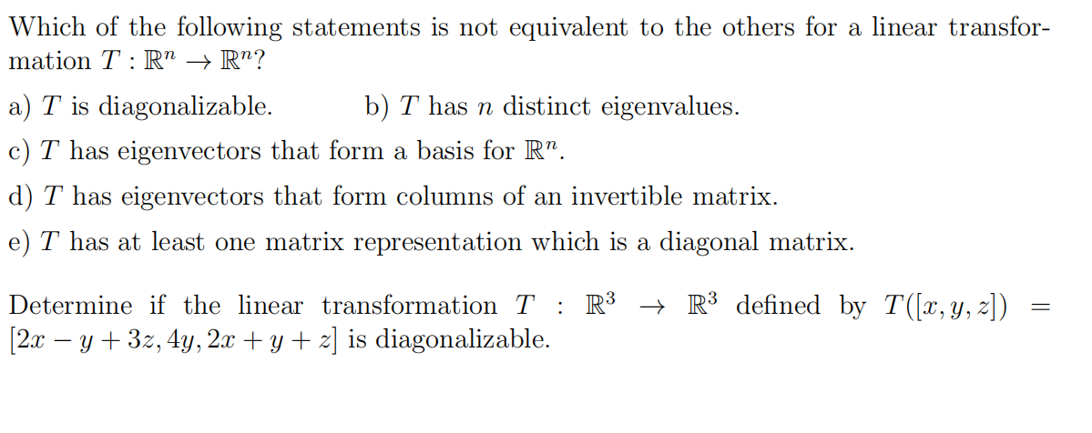 Solved Which of the following statements is not equivalent | Chegg.com