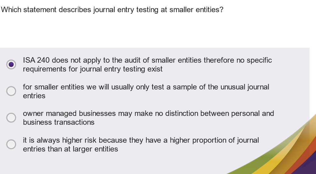 Solved Which statement describes journal entry testing at | Chegg.com