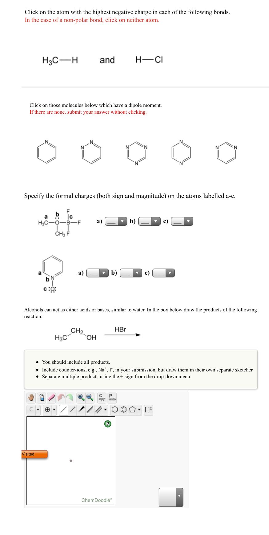 Solved Click on the atom with the highest negative charge in