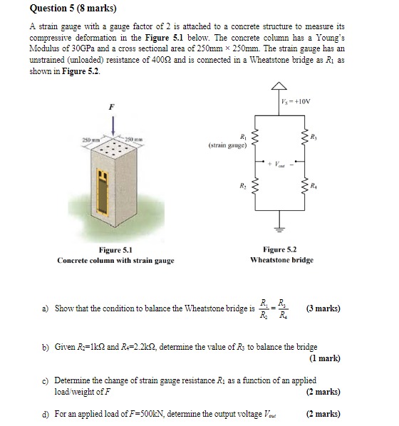 Solved A strain gauge with a gauge factor of 2 is attached | Chegg.com