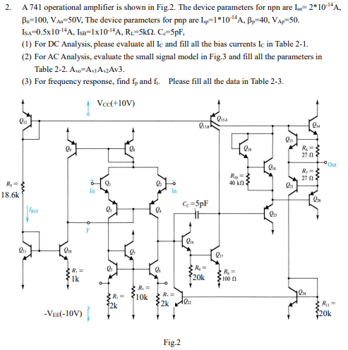 A 741 Operational Amplifier Is Shown In Fig.2. The | Chegg.com