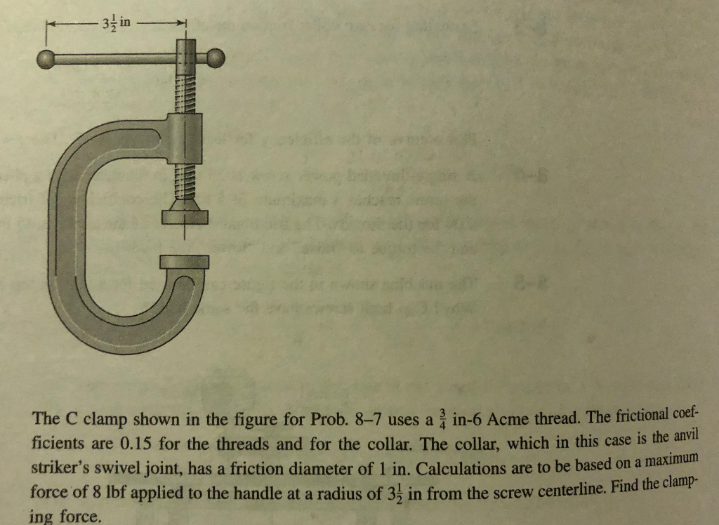 Solved The C clamp shown in the figure for Prob. 87 uses a