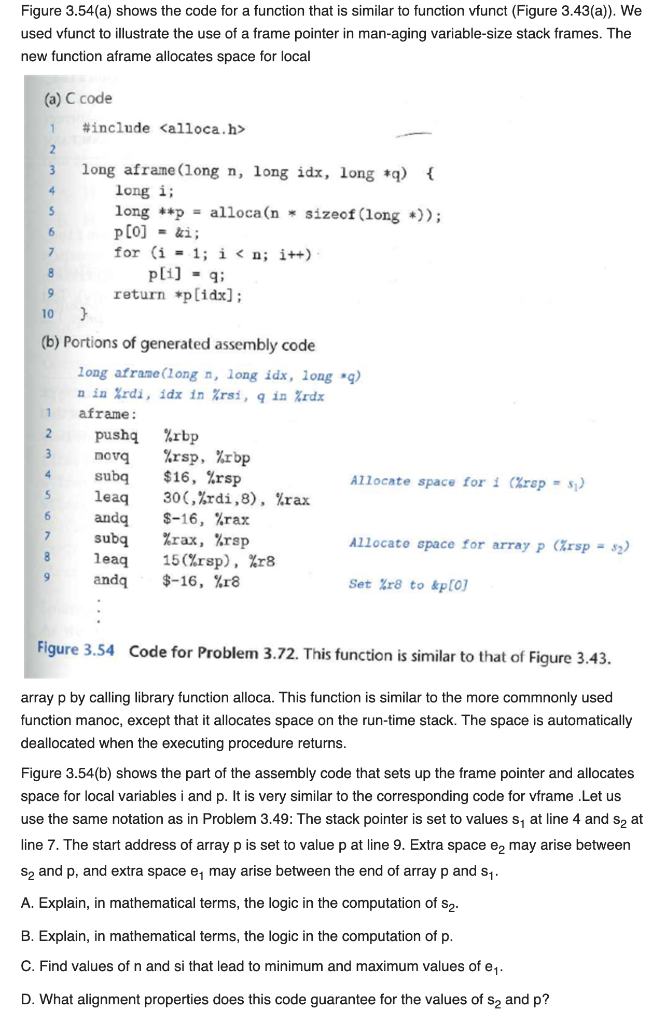 Figure 3.54(a) shows the code for a function that is | Chegg.com
