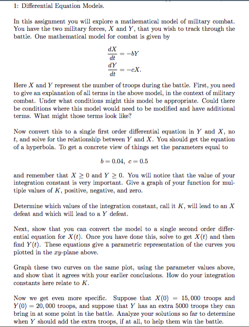 a 1: Differential Equation Models. In this assignment | Chegg.com