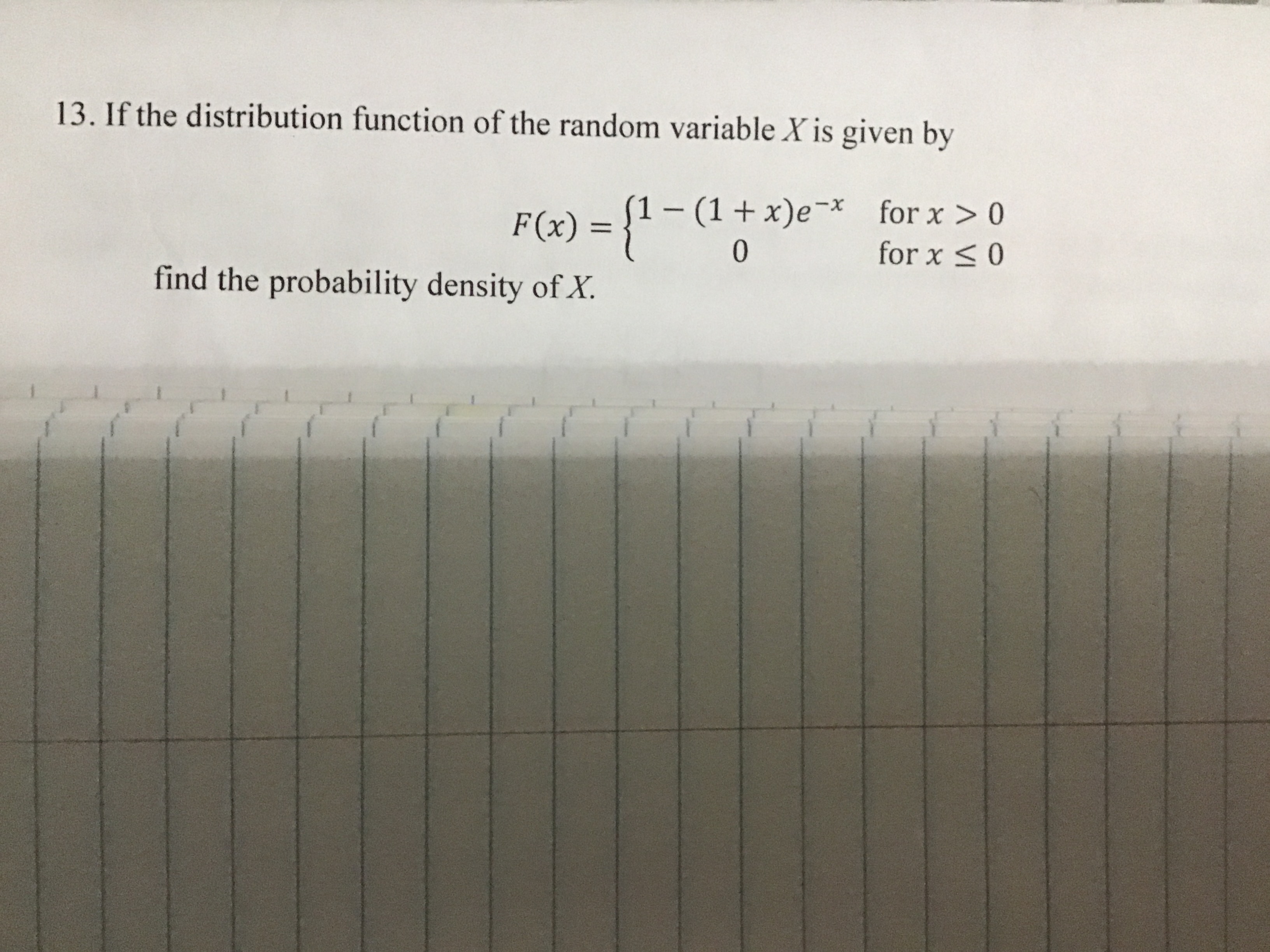 Solved 13. If the distribution function of the random | Chegg.com