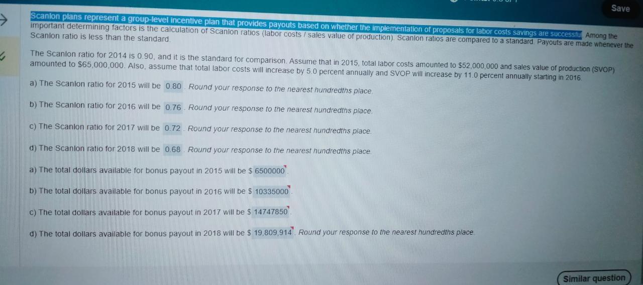 Solved The Scanion ratio for 2014 is 0.90, and it is the | Chegg.com