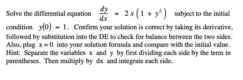 Solved = dy Solve the differential equation 2 x (1 + + y2) | Chegg.com