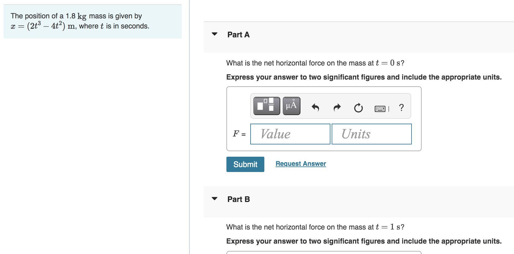 Solved The position of a 1.8 kg mass is given by = (2+3 – | Chegg.com