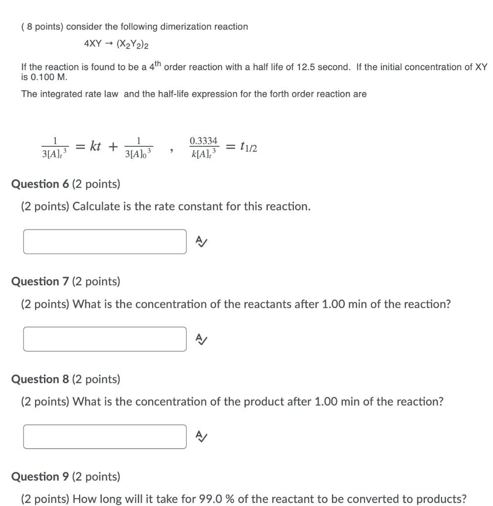 Solved ( 8 points) consider the following dimerization | Chegg.com