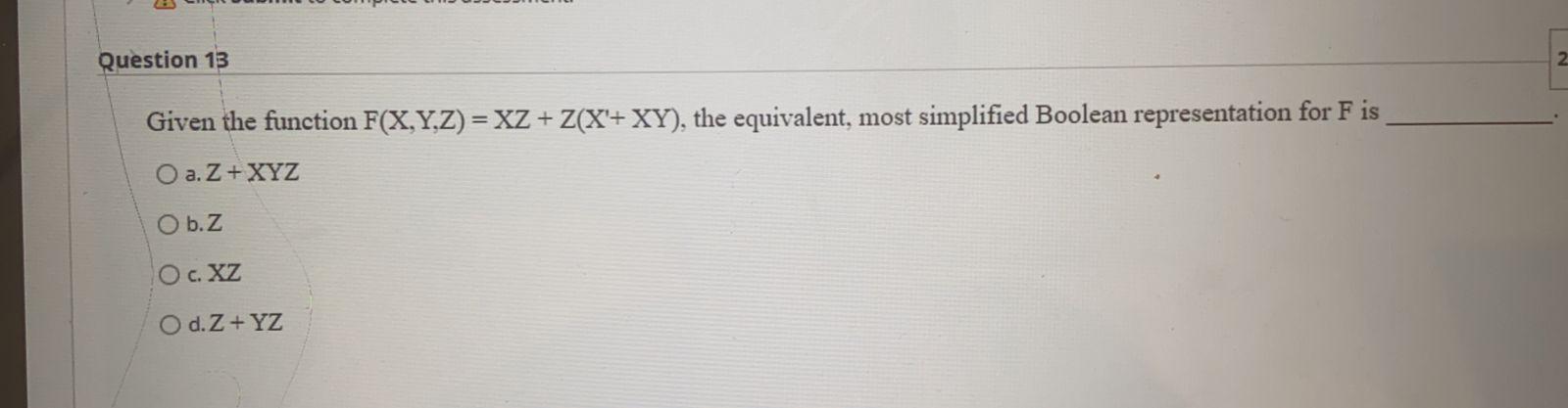 Solved Question 13 2 Given The Function F X Y Z Xz