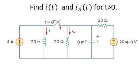 Solved Find i(t) and iR(t) for t>0. | Chegg.com