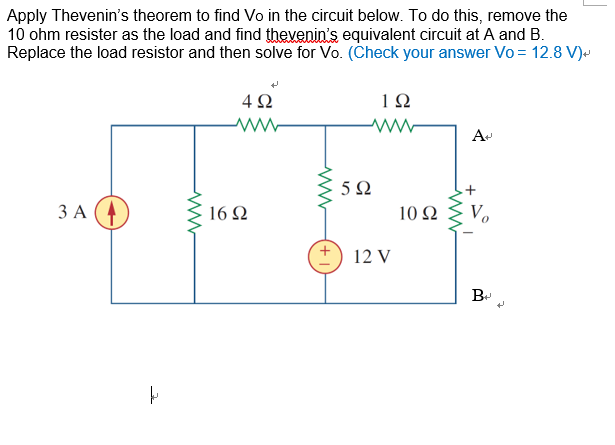 Solved Apply Thevenin's Theorem To Find Vo In The Circuit | Chegg.com