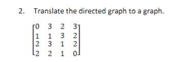 Solved 2. Translate the directed graph to a graph. | Chegg.com