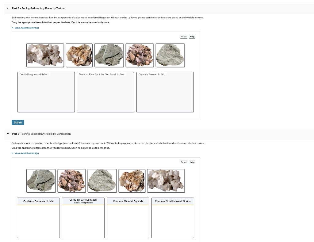 Solved Part A - Sorting Sedimentary Rocks By Texture | Chegg.com