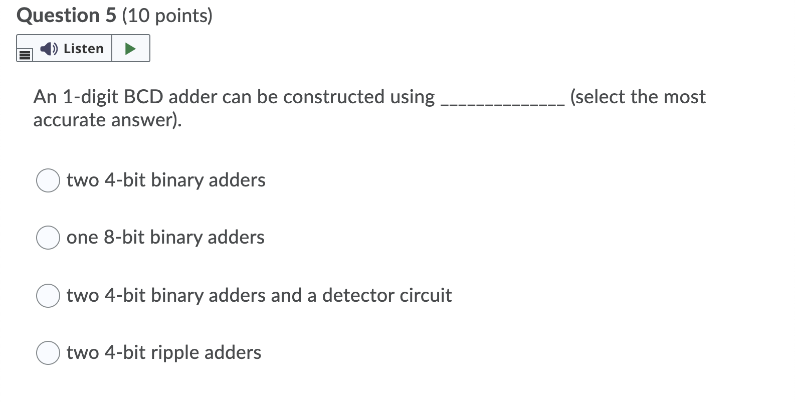 Solved Question 5 (10 points) Listen (select the most An | Chegg.com