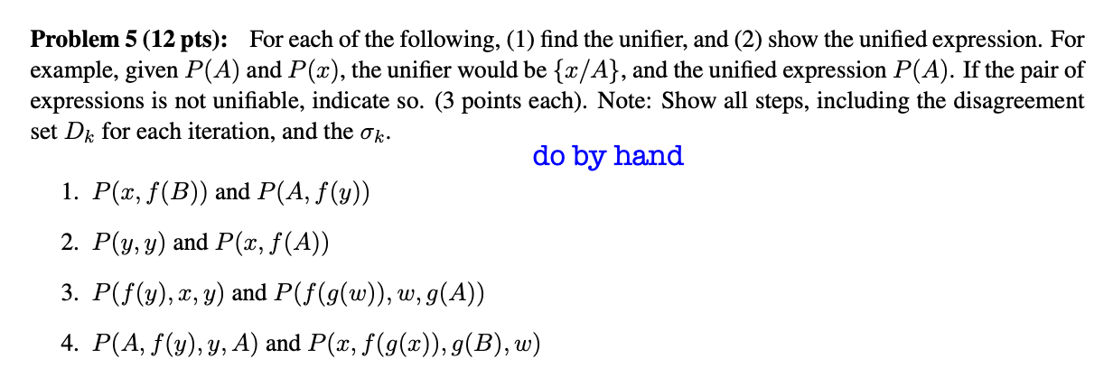 Problem 5(12pts) : For each of the following, (1) | Chegg.com