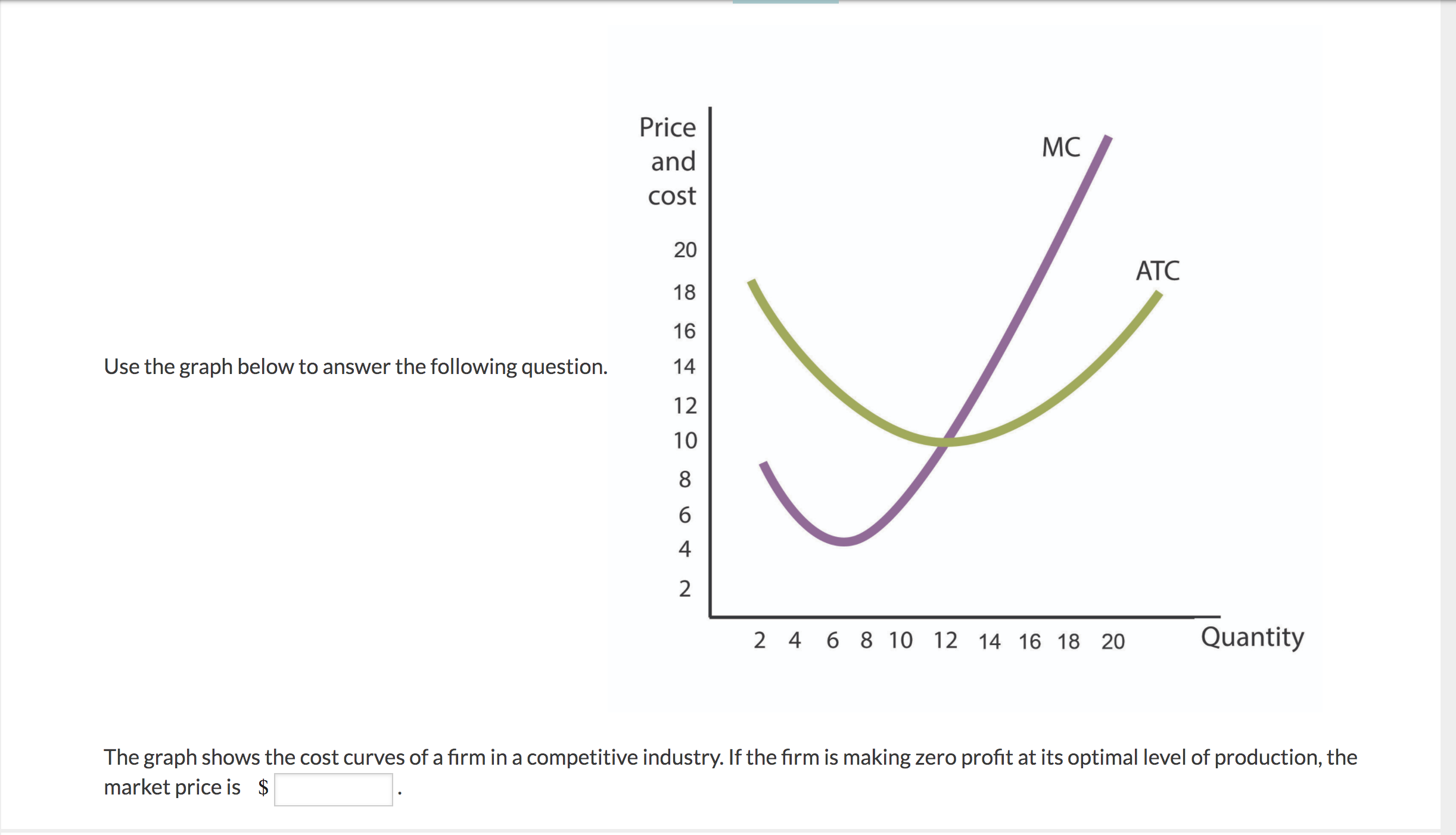 Solved MC Price and cost 20 ATC 18 16 Use the graph below to | Chegg.com