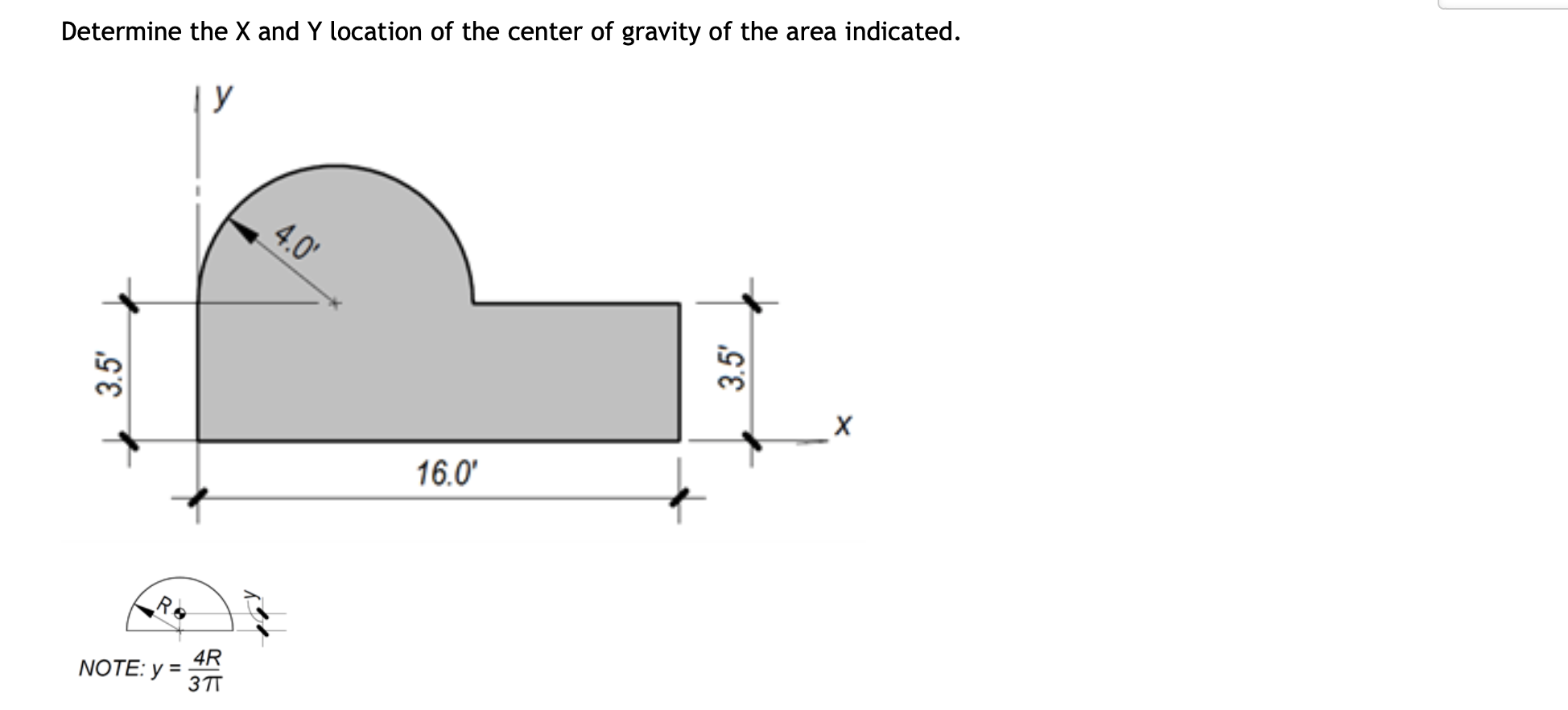 Solved Determine the X and Y location of the center of | Chegg.com