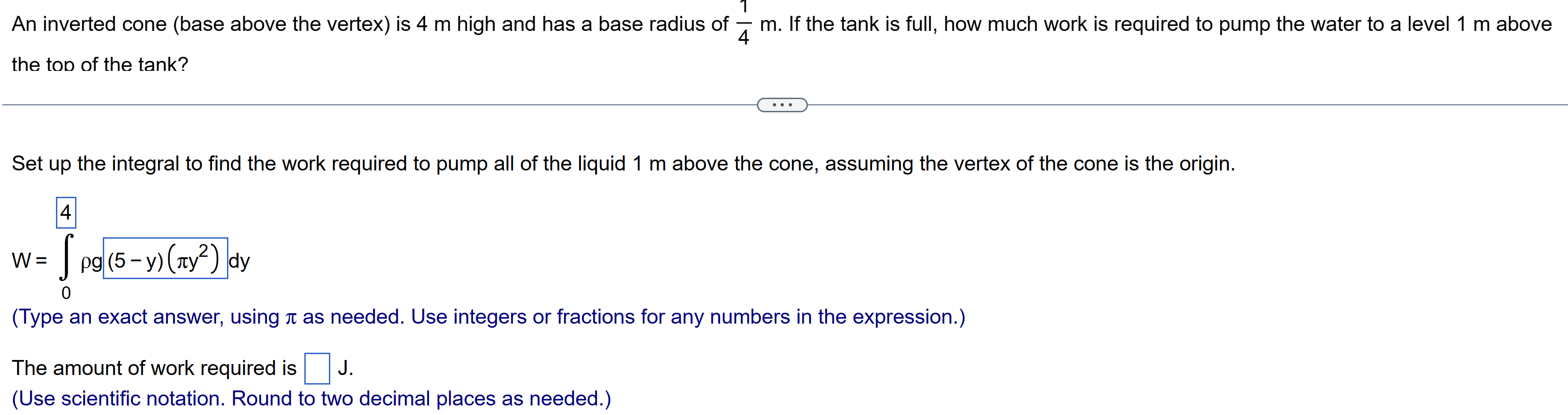 Solved An inverted cone (base above the vertex) is 4 m high