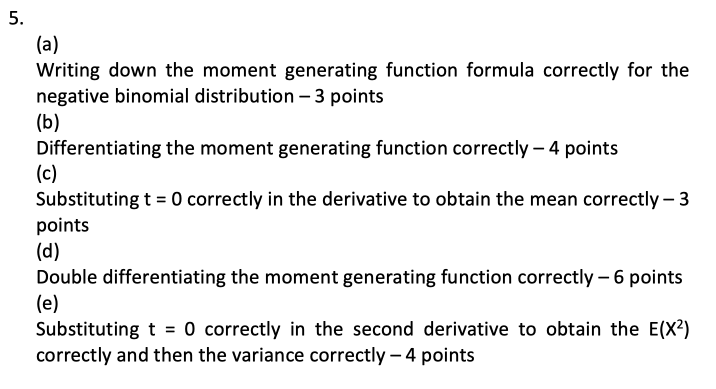 Solved 5 for the negative binomial random variable x that chegg