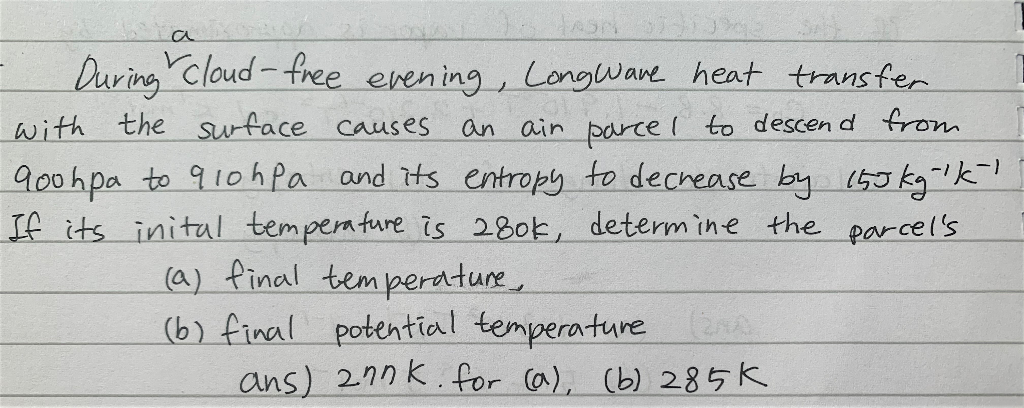 Solved During Cloud Free Evening Long Ware Heat Transfer Chegg Com