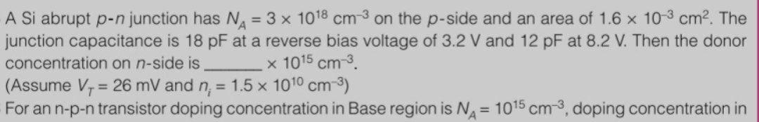 Solved A Si abrupt p-n junction has Na = 3 x 1018 cm-3 on | Chegg.com