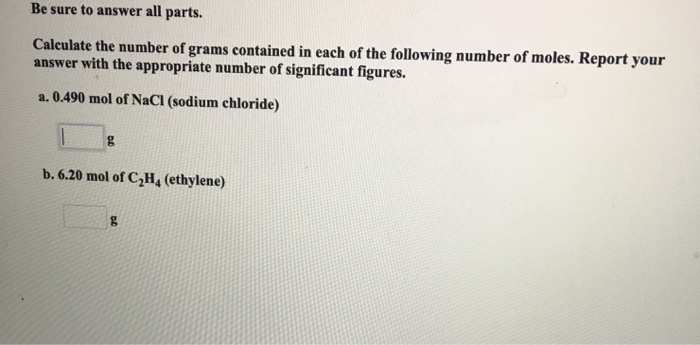 Solved Be sure to answer all parts. Calculate the number of